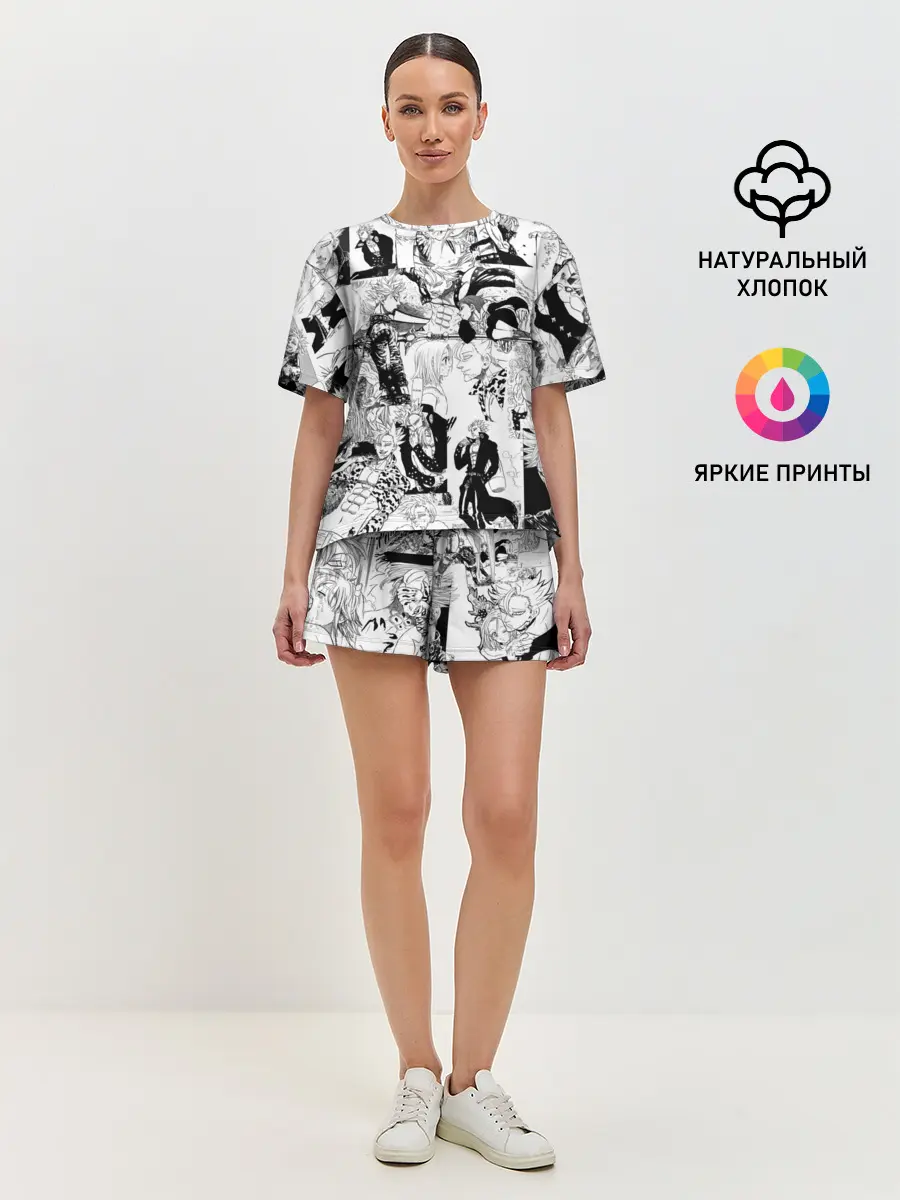 Женская пижама с шортами / 7 СМЕРТНЫХ ГРЕХОВ. Манга-паттерн