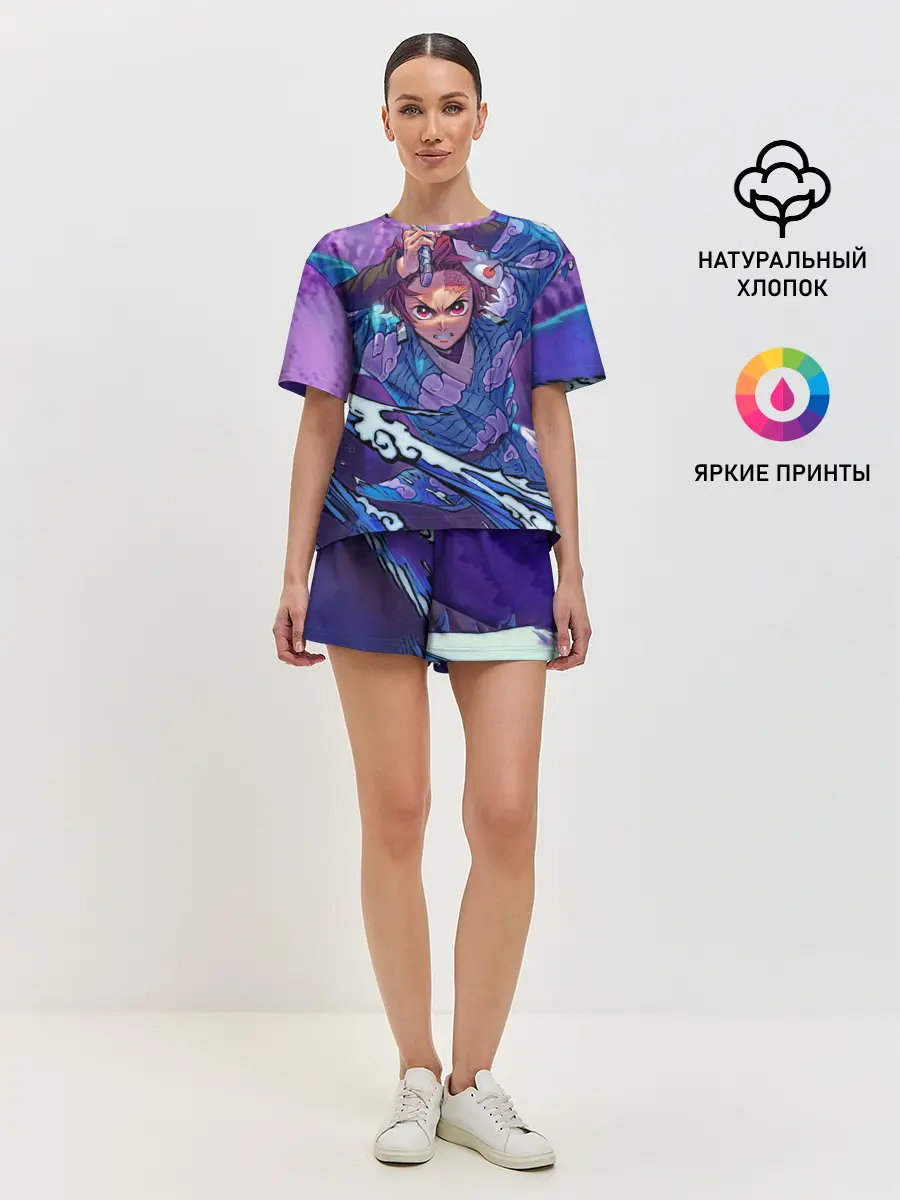 Женская пижама с шортами / Танджиро камадо Клинок Демонов