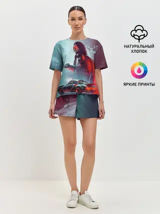 Женская пижама с шортами / Cyberpunk 2077 | Джонни и Порш