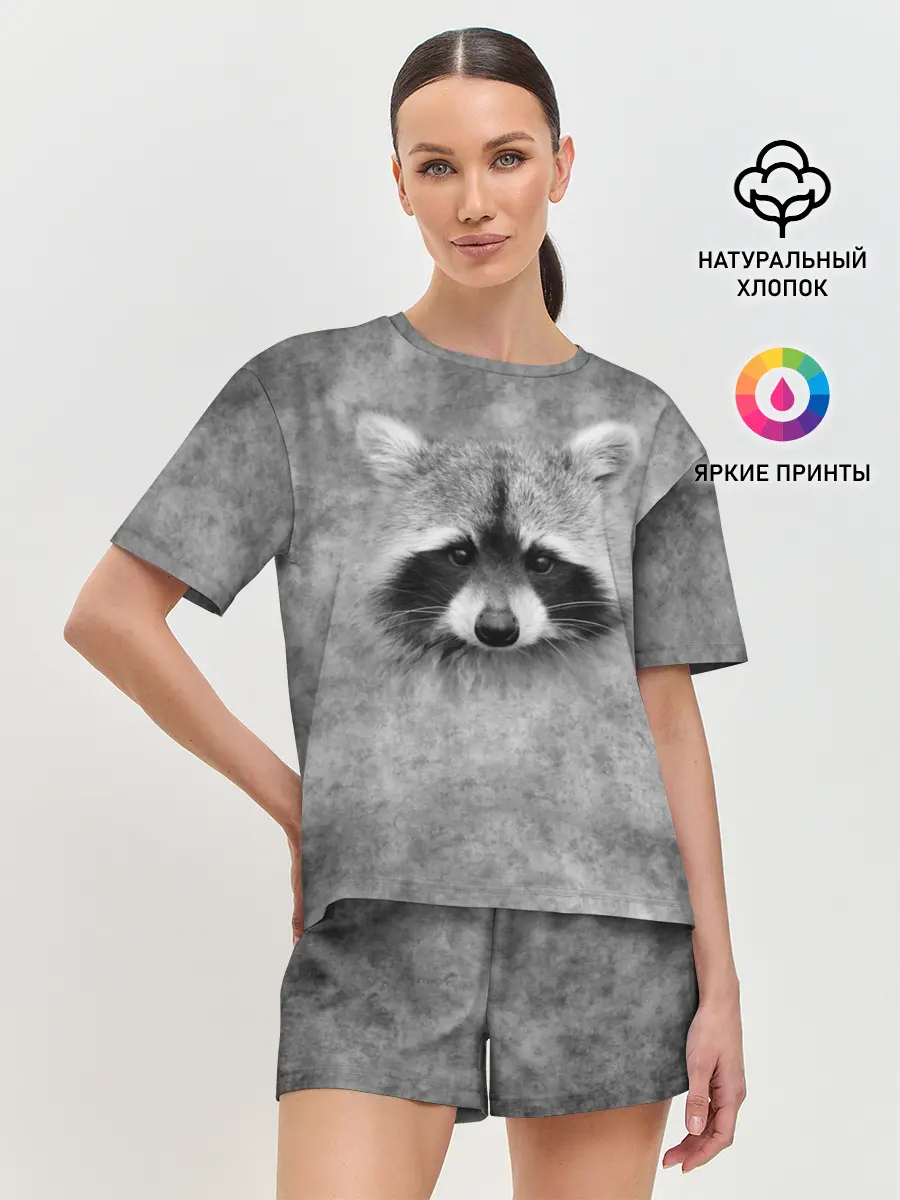 Женская пижама с шортами / Енот