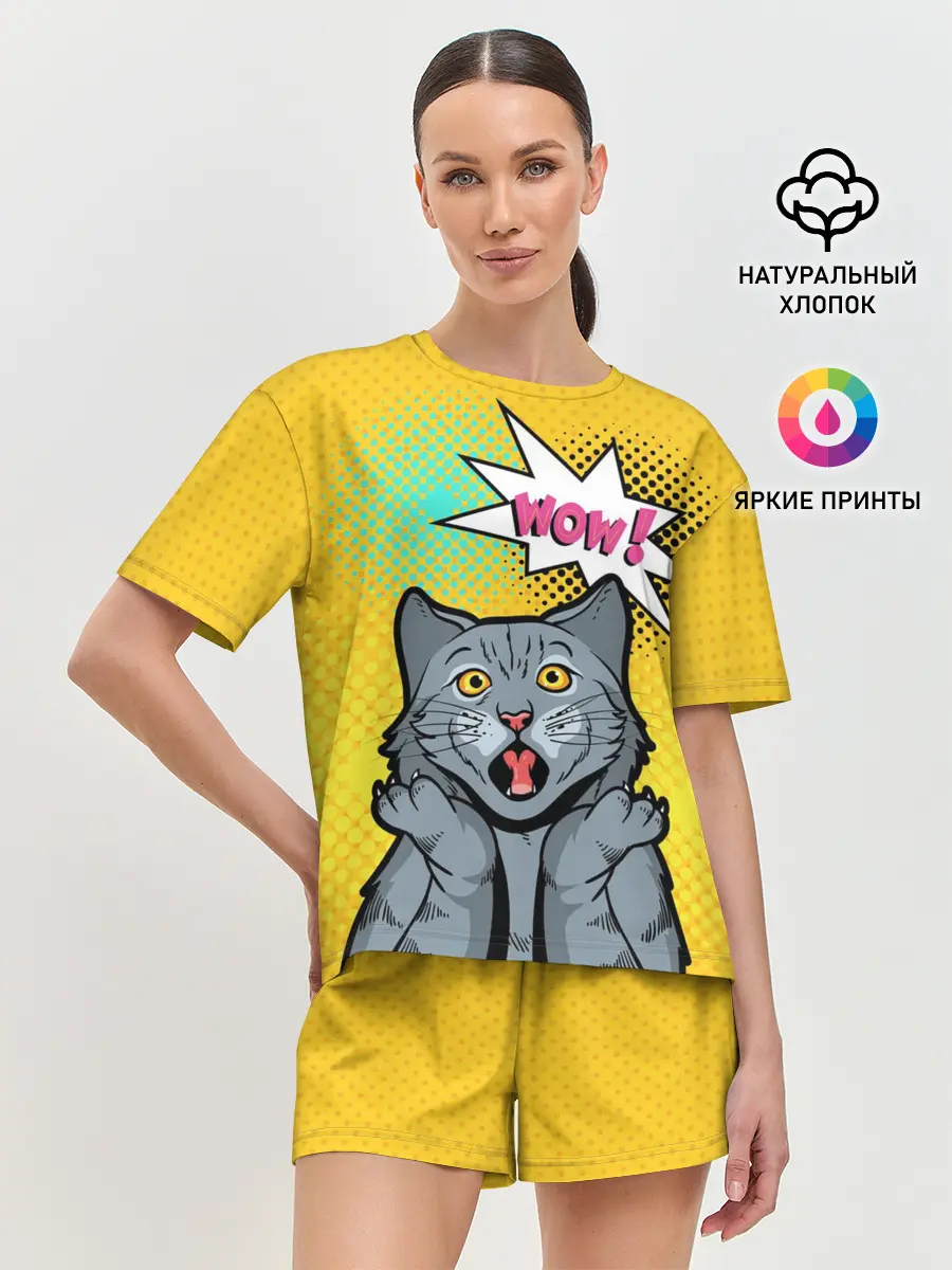 Женская пижама с шортами / Pop Art Cat | Wow