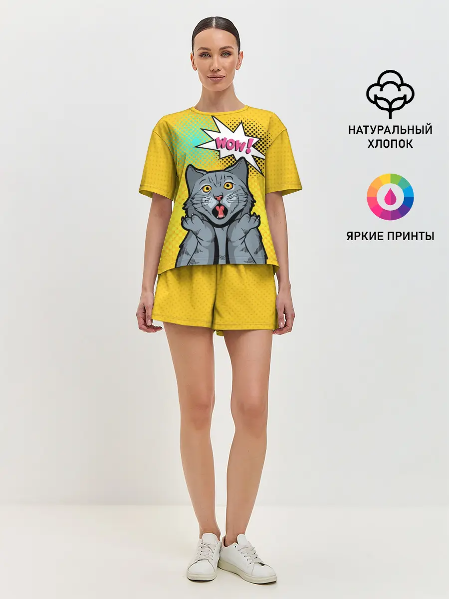 Женская пижама с шортами / Pop Art Cat | Wow