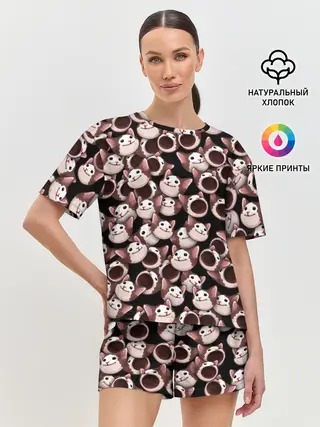 Женская пижама с шортами / Popping cats