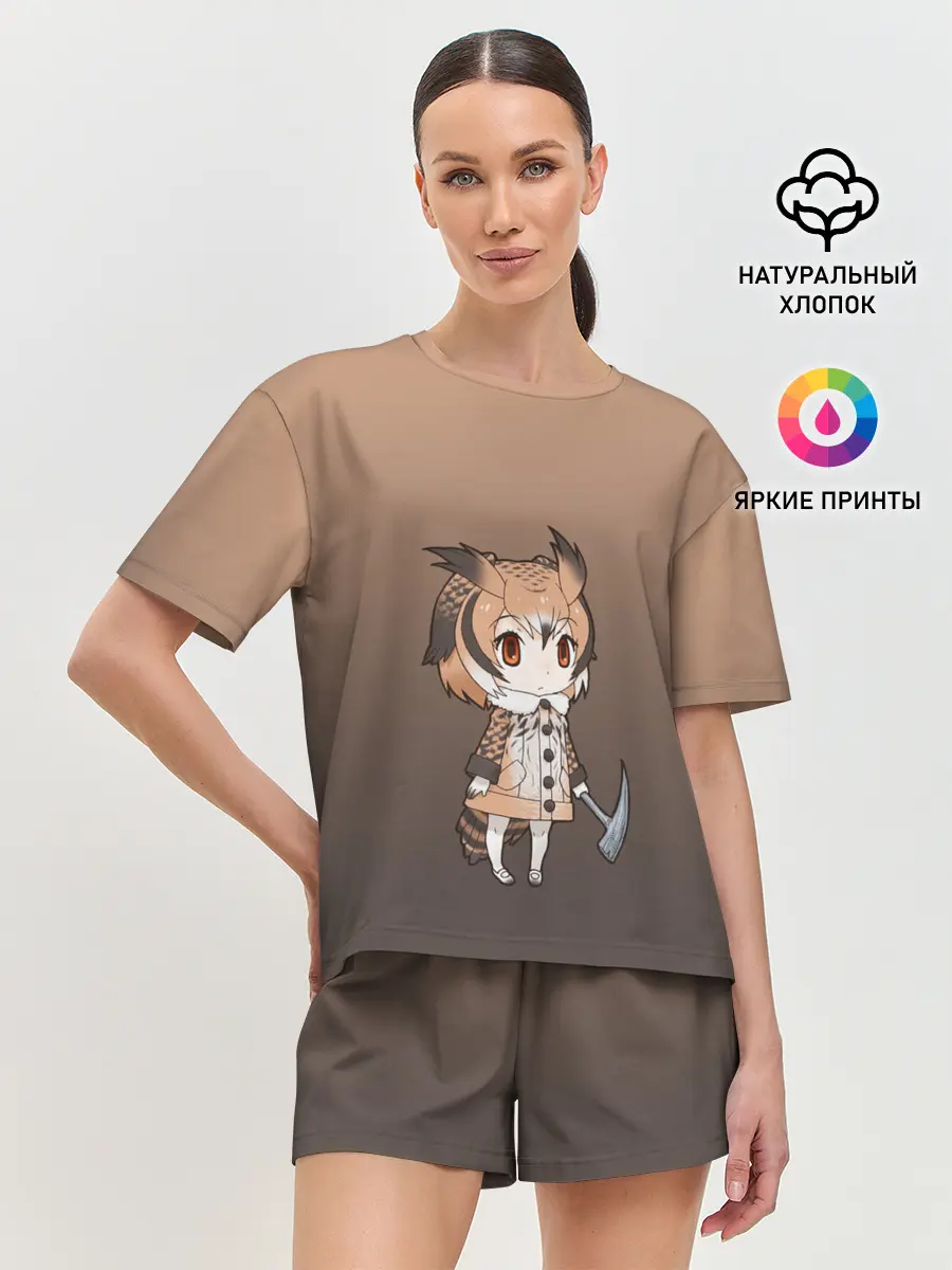 Женская пижама с шортами / девочка сова с топром