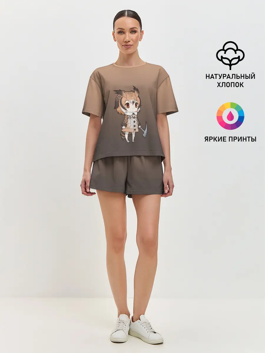 Женская пижама с шортами / девочка сова с топром