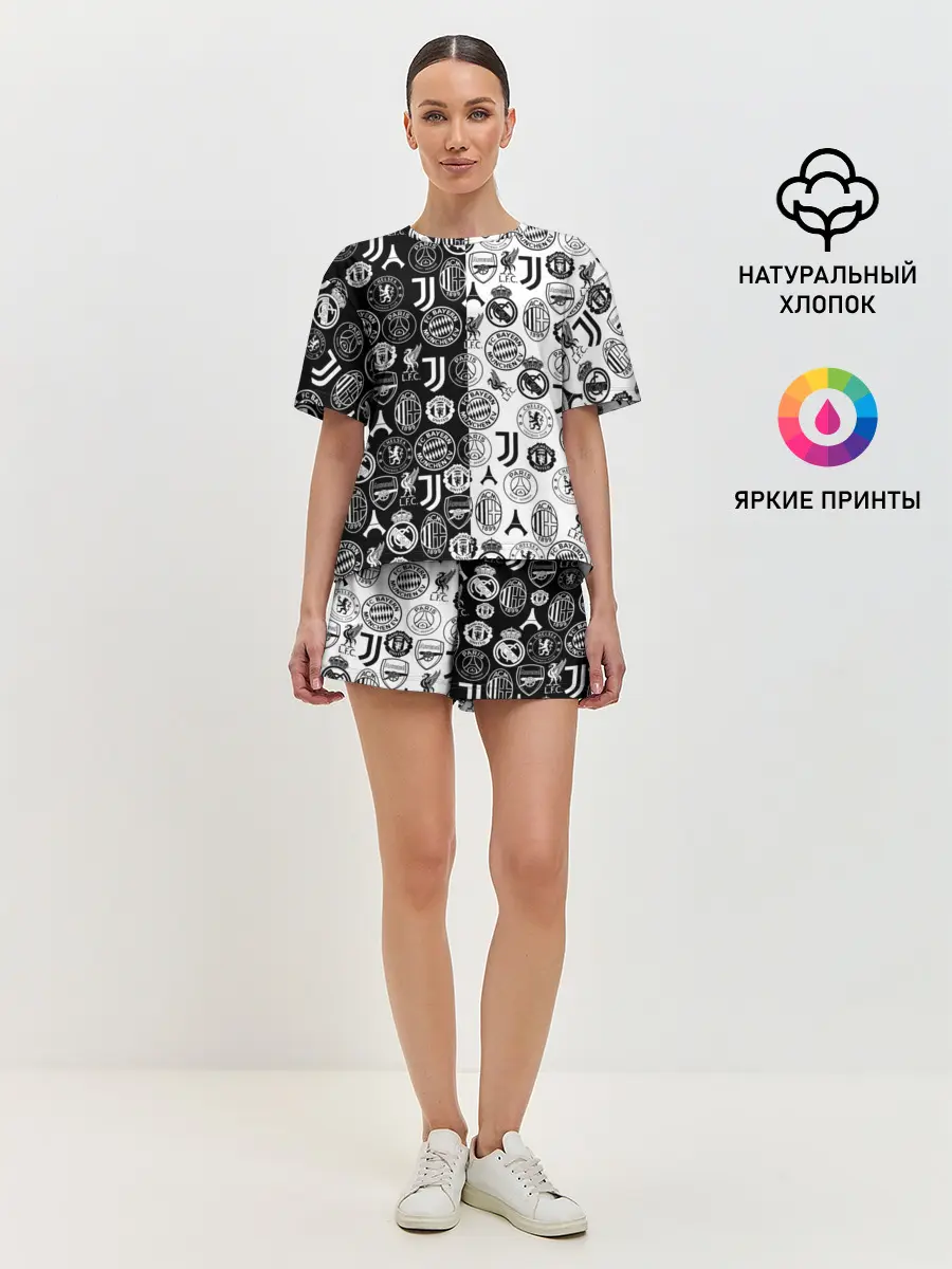 Женская пижама с шортами / ЛОГОТИПЫ ФУТБОЛЬНЫХ КОМАНД