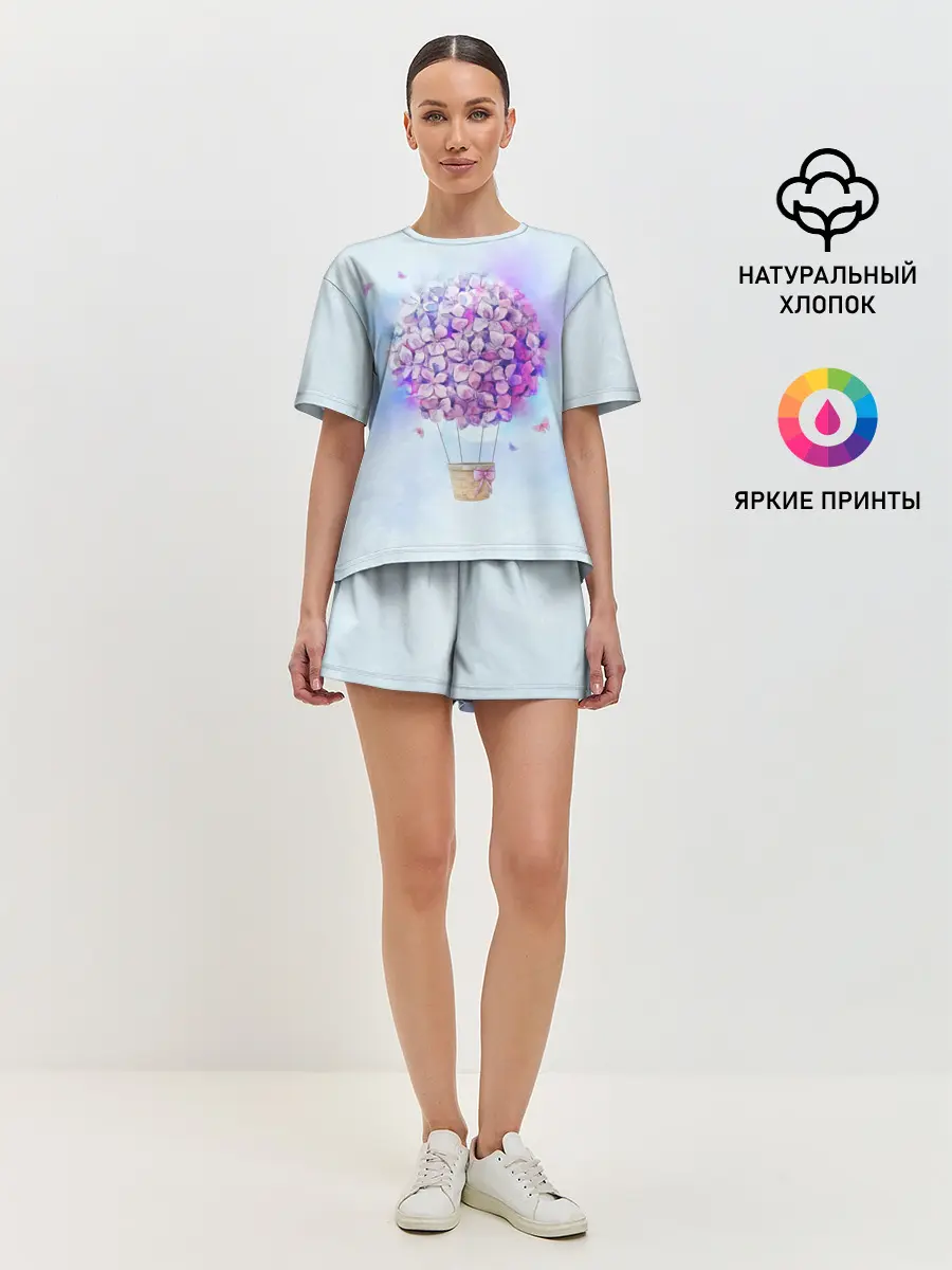 Женская пижама с шортами / Air flowers