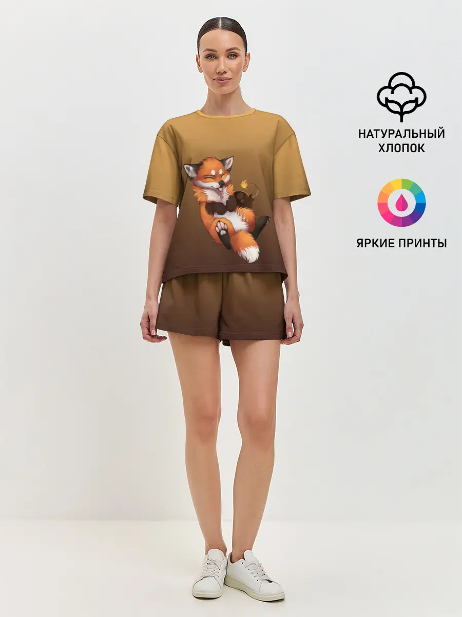 Женская пижама с шортами / Взрывной характер милого лиса