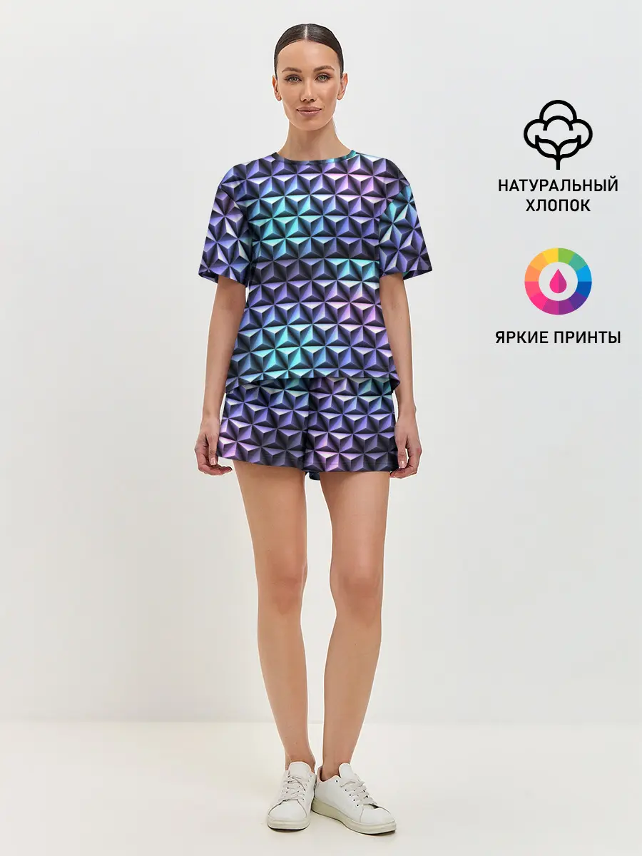Женская пижама с шортами / НЕОНОВАЯ СТАЛЬ