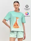 Женская пижама с шортами / нарисованный лисенок