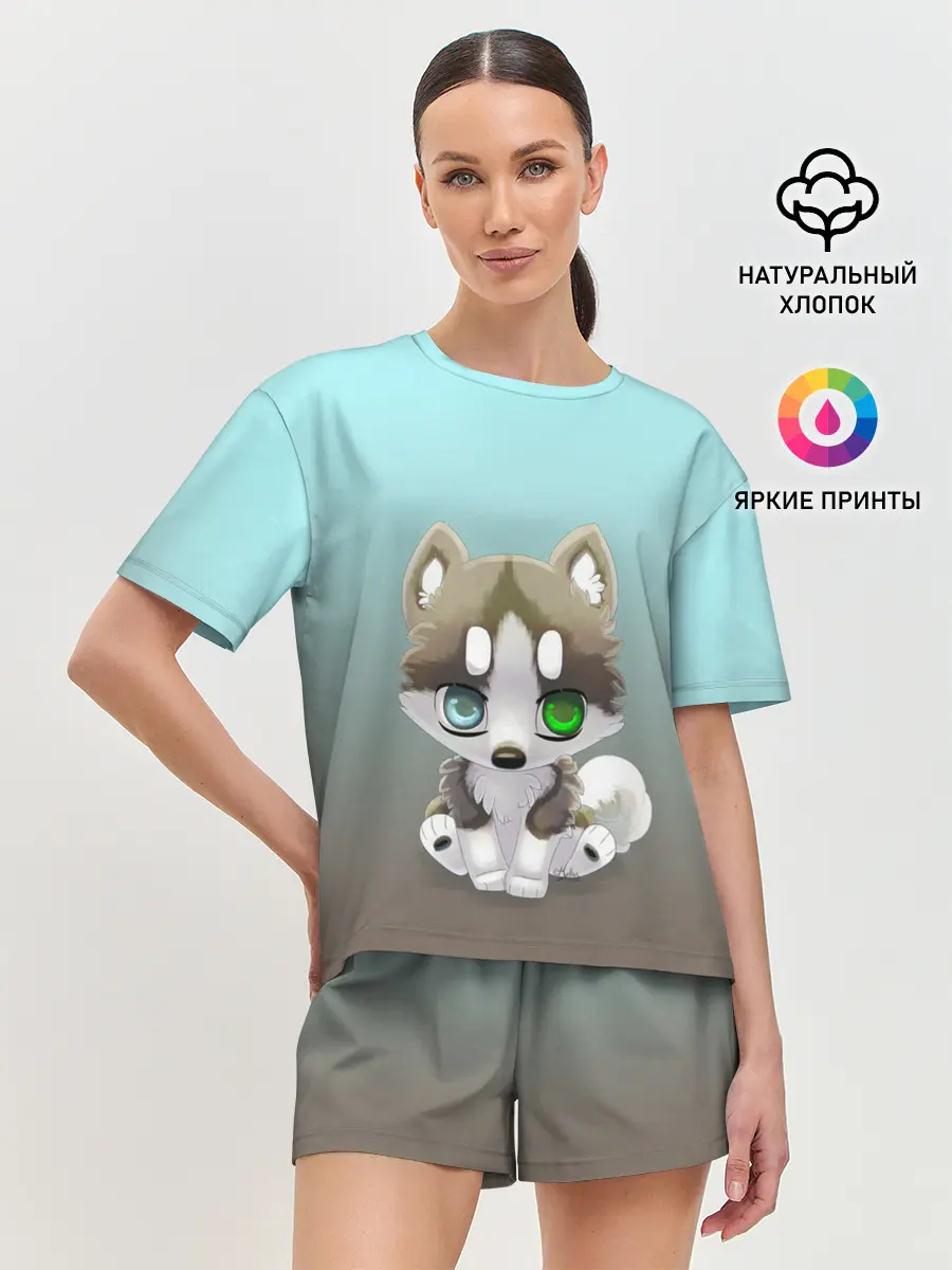 Женская пижама с шортами / Малыш хаски