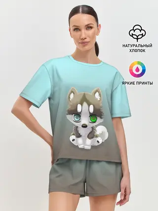 Женская пижама с шортами / Малыш хаски