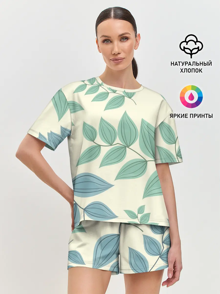 Женская пижама с шортами / Цветы