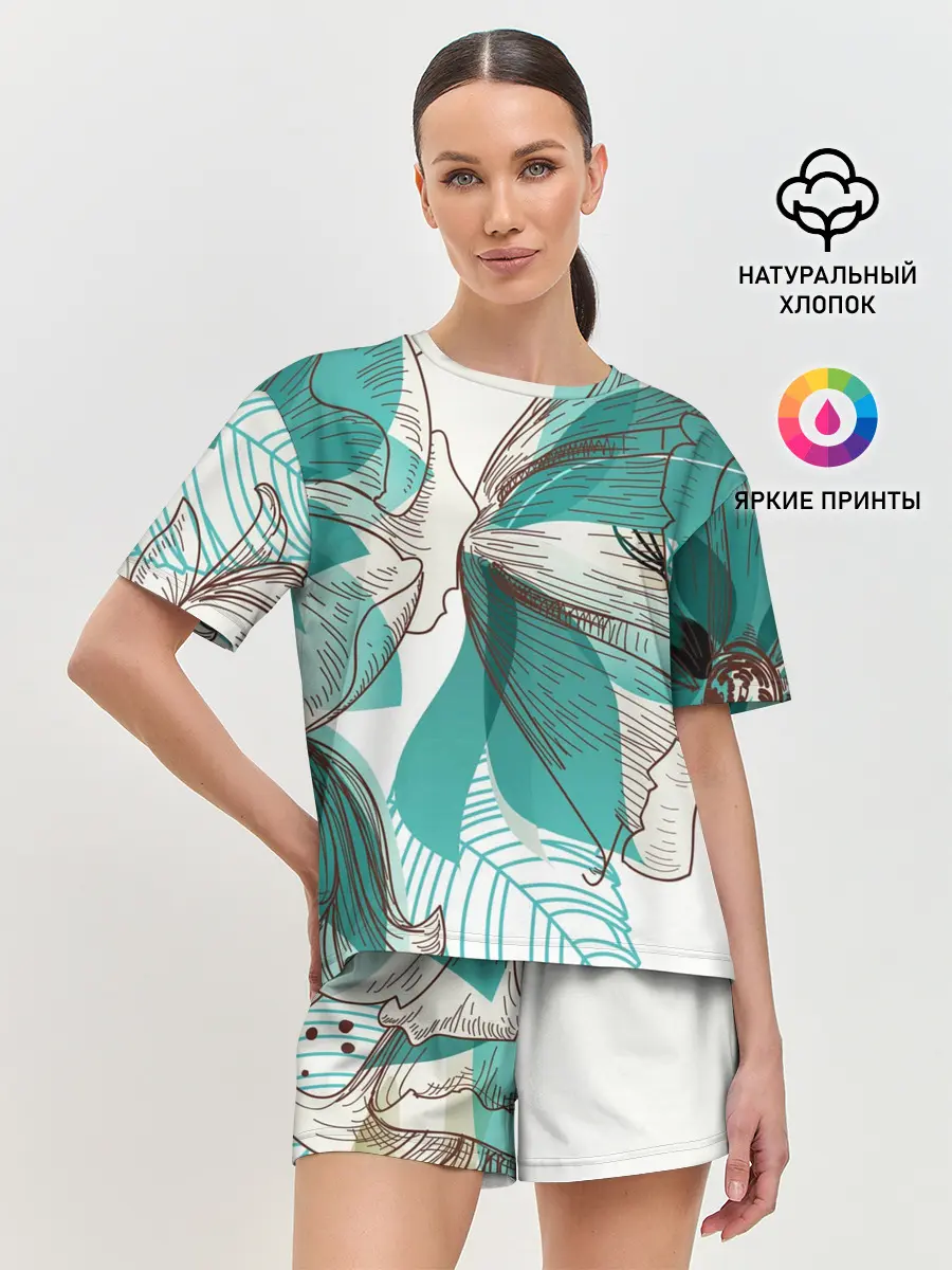 Женская пижама с шортами / Цветок