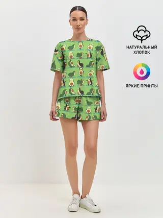 Женская пижама с шортами / Авокадо | Зарядка