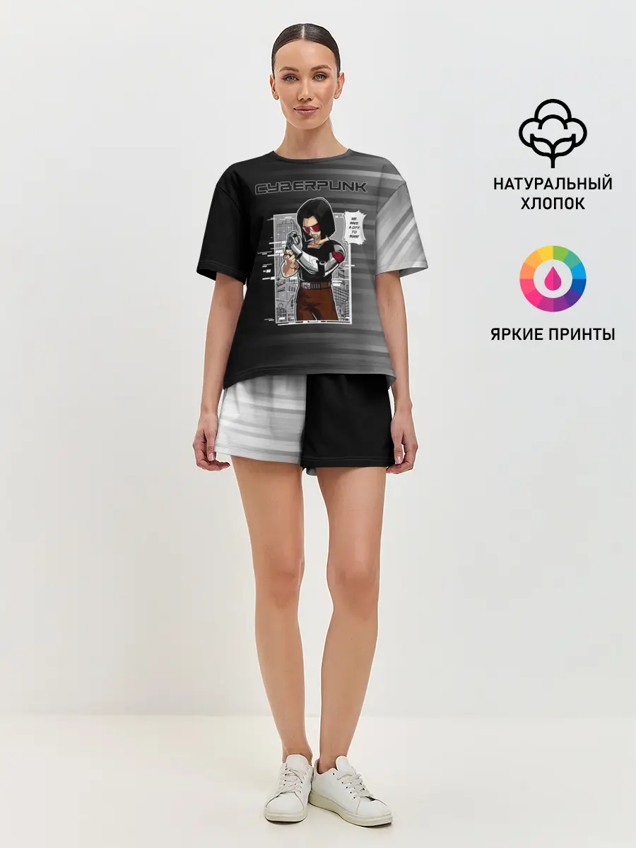 Женская пижама с шортами / Cyberpunk 2077 WE HAVE A CITY TO BURN!