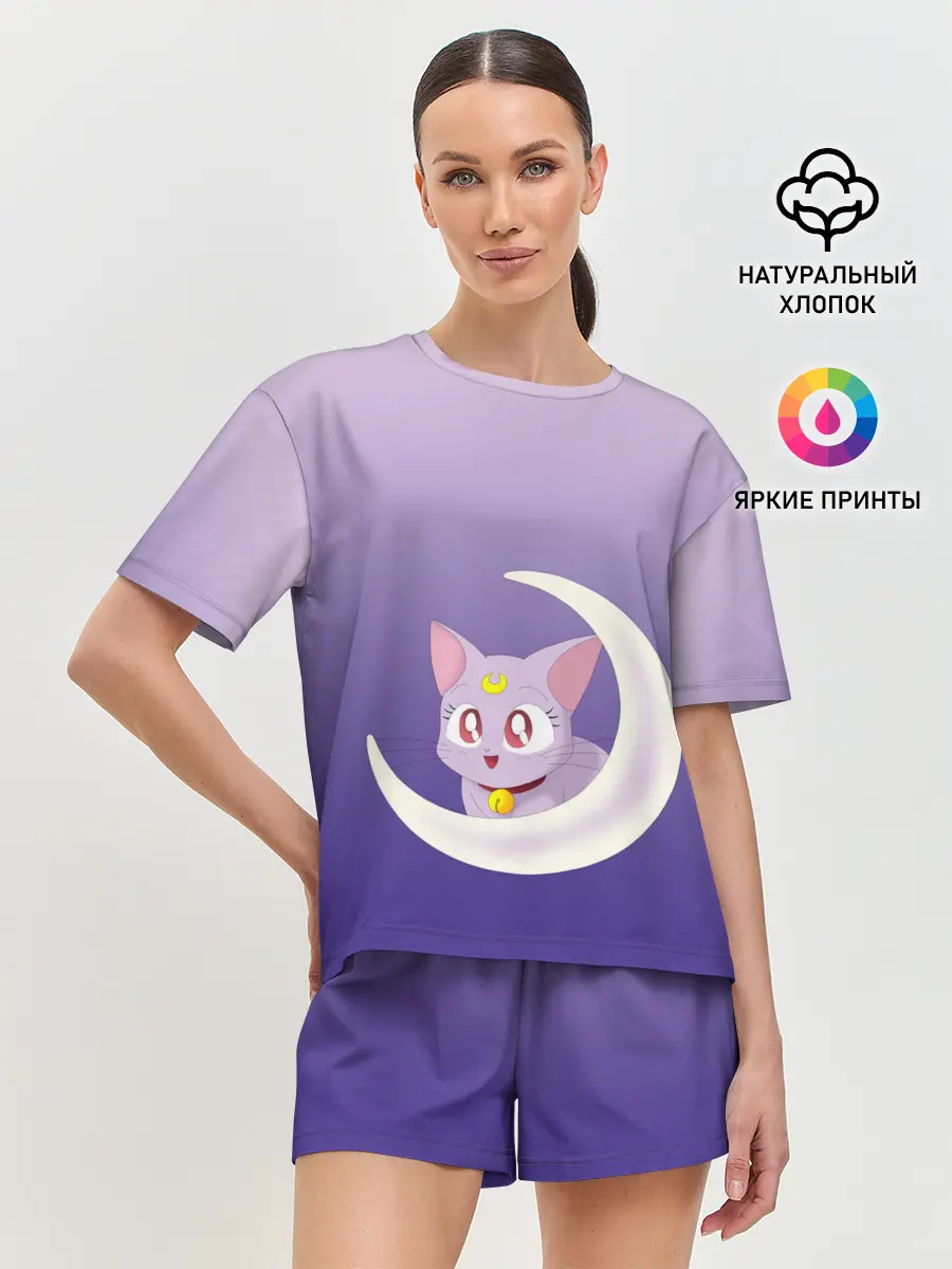 Женская пижама с шортами / кошка из сейлормун