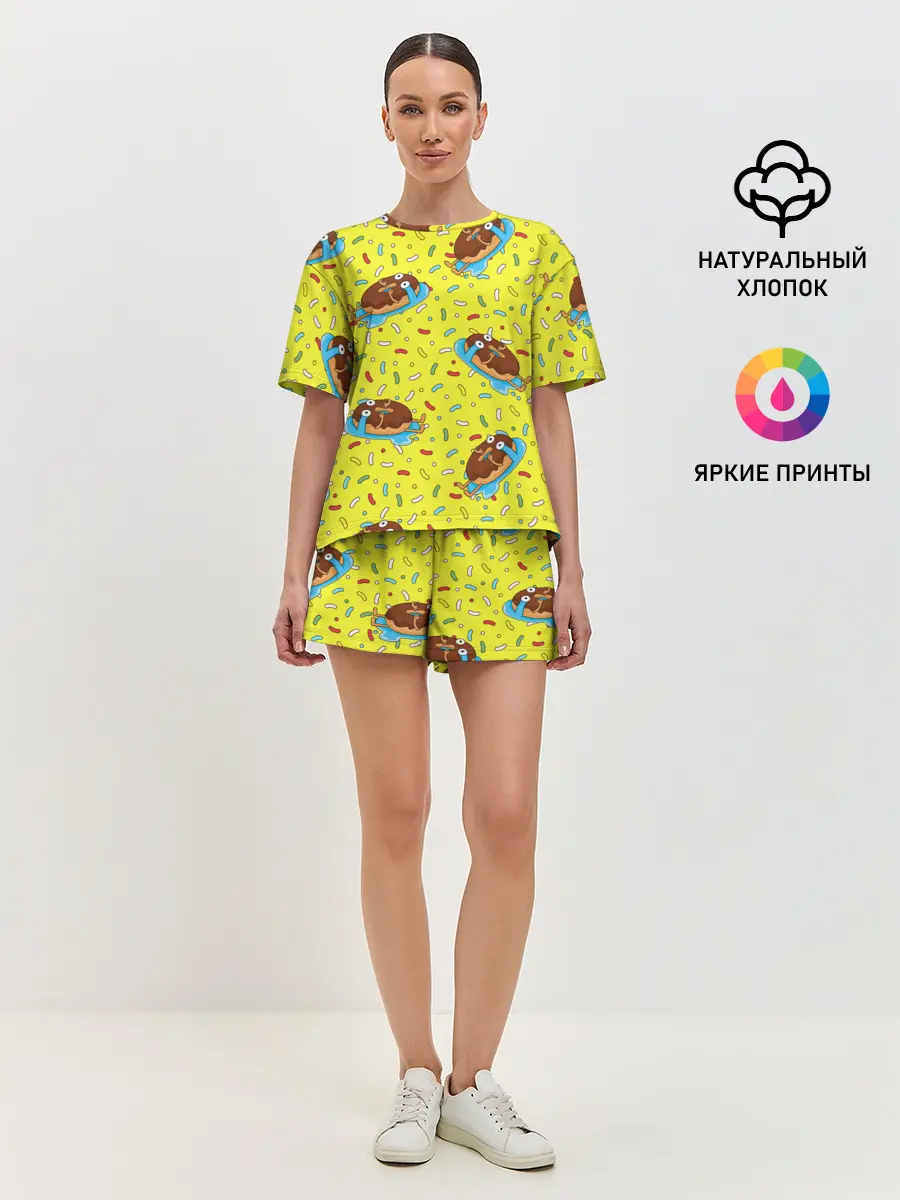 Женская пижама с шортами / Плачущий пончик