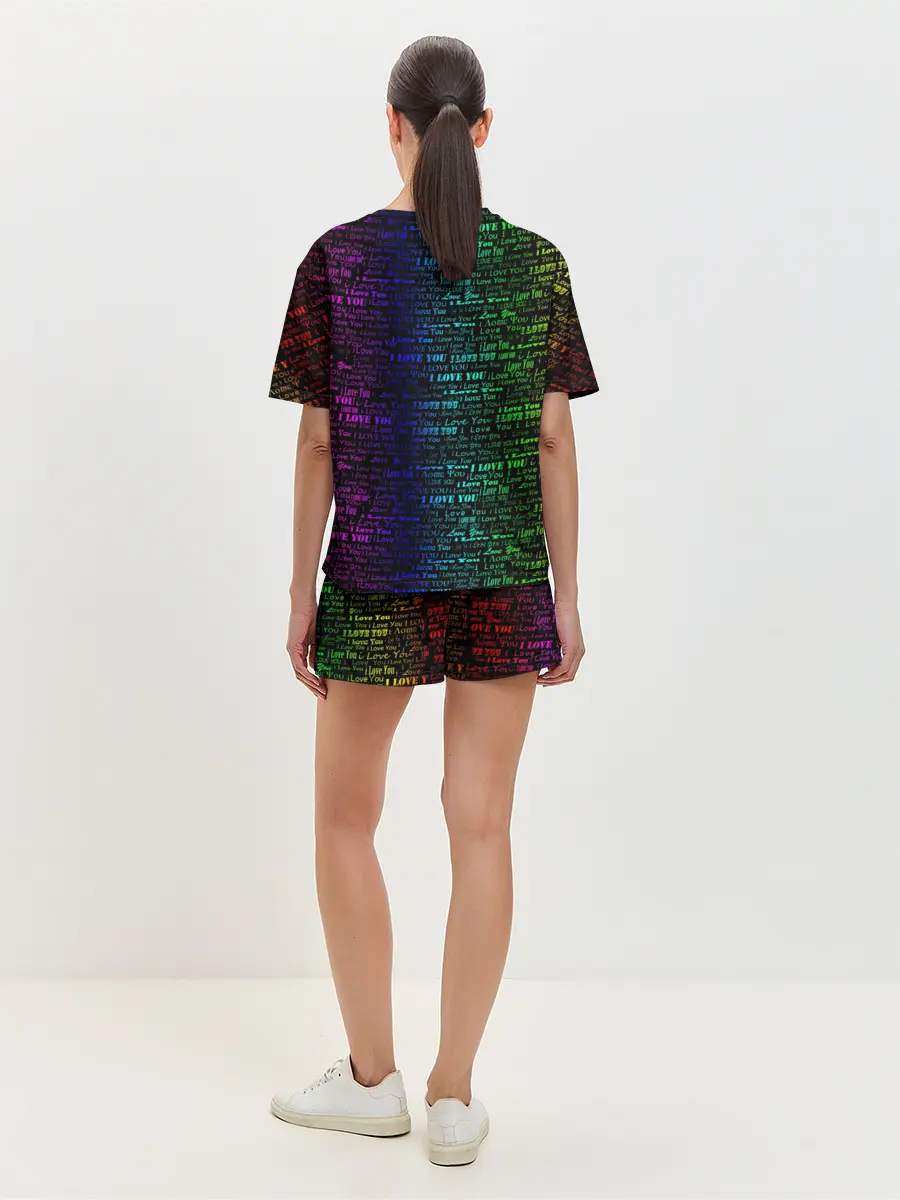 Женская пижама с шортами / I love You Неон