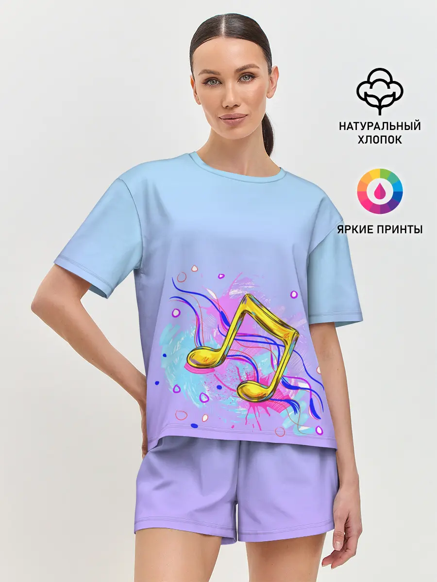 Женская пижама с шортами / ноты краски музыканту