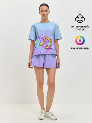 Женская пижама с шортами / ноты краски музыканту