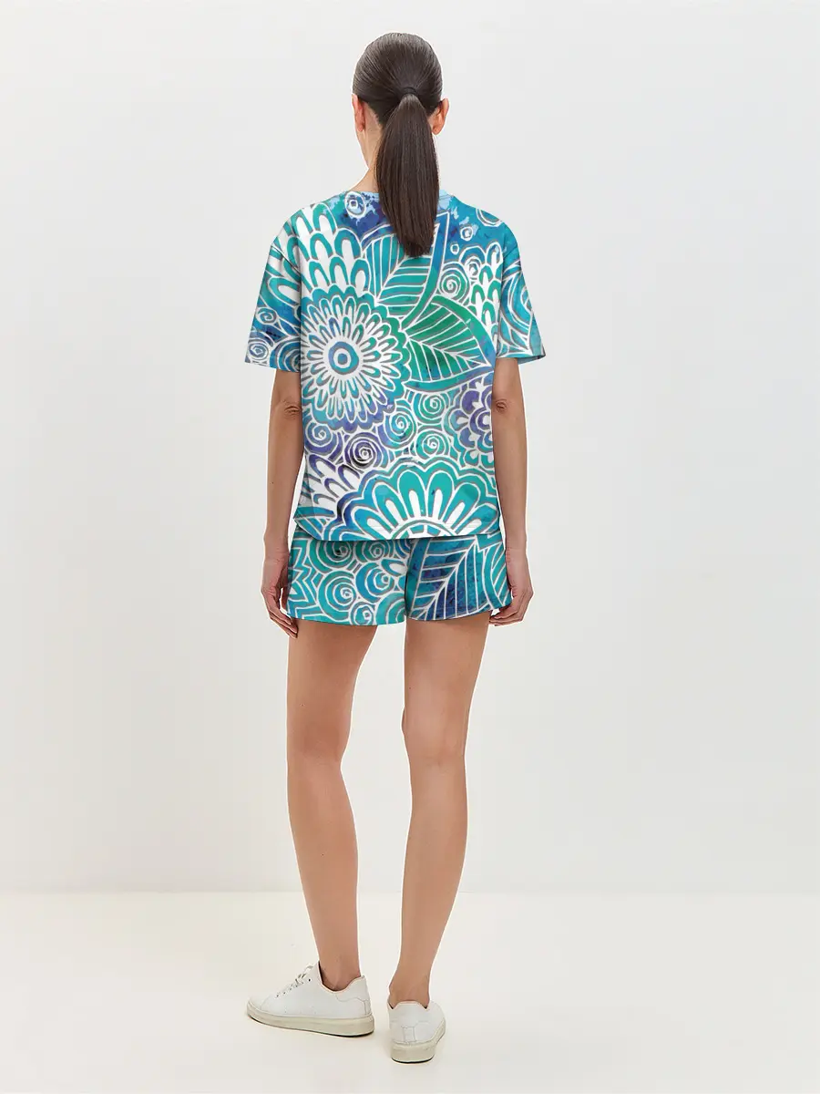 Женская пижама с шортами / цветочный узор