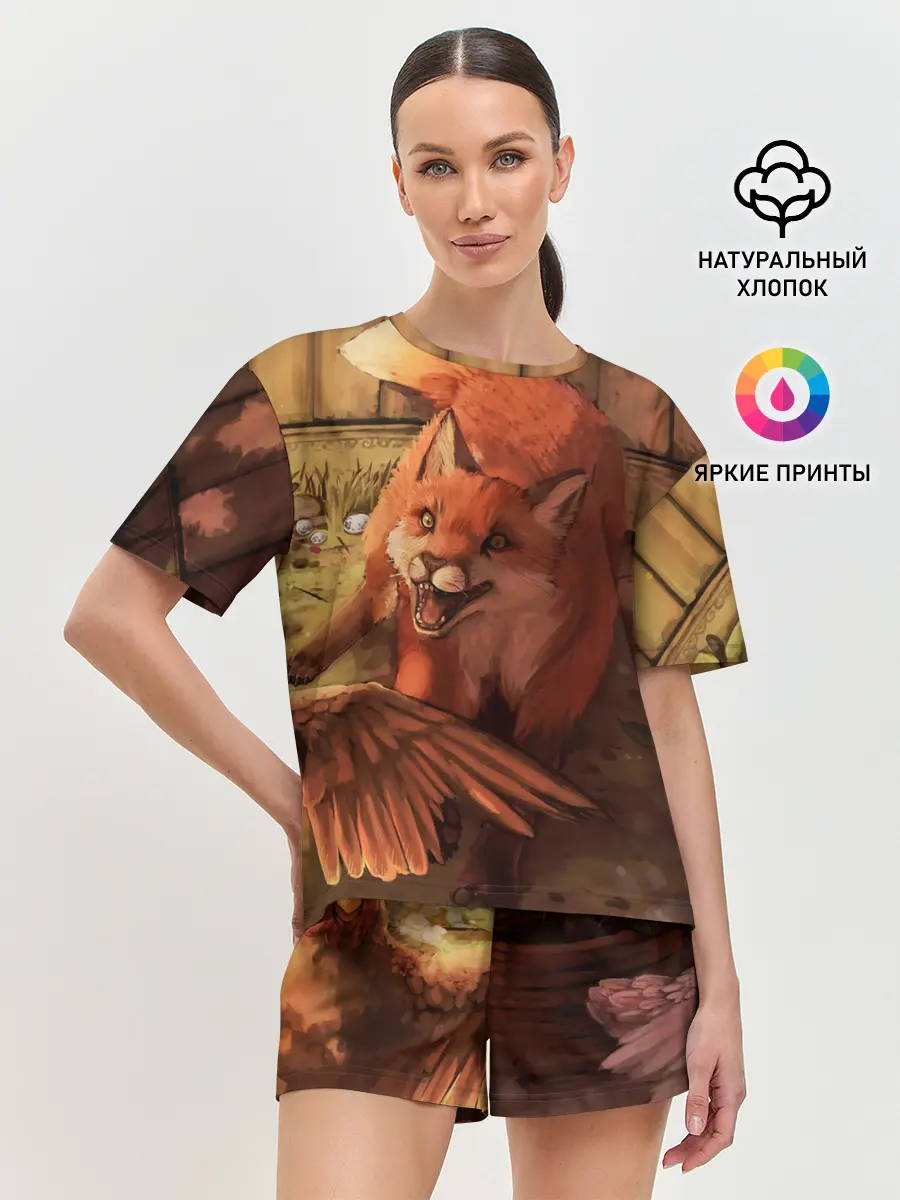 Женская пижама с шортами / Хищная лисица
