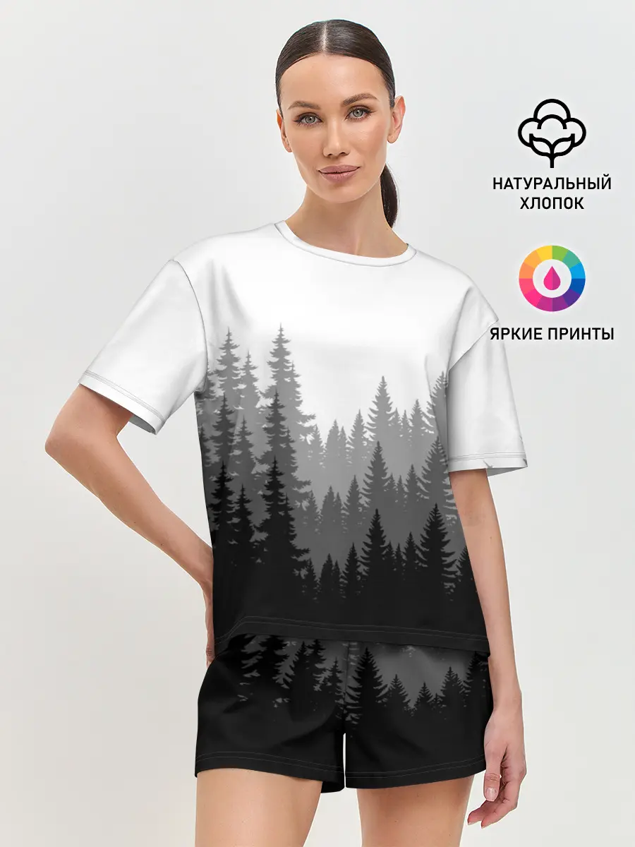 Женская пижама с шортами / Темный Лес