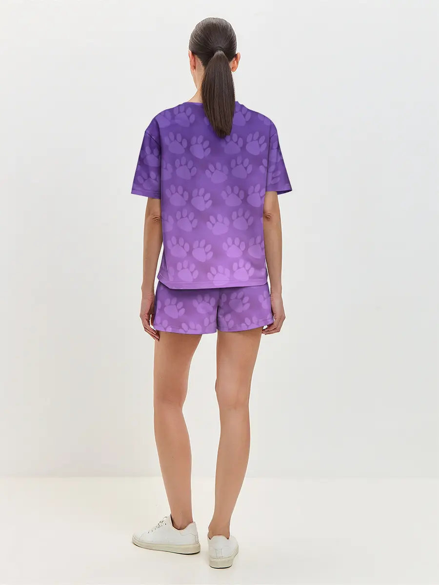 Женская пижама с шортами / Кошачьи Следы