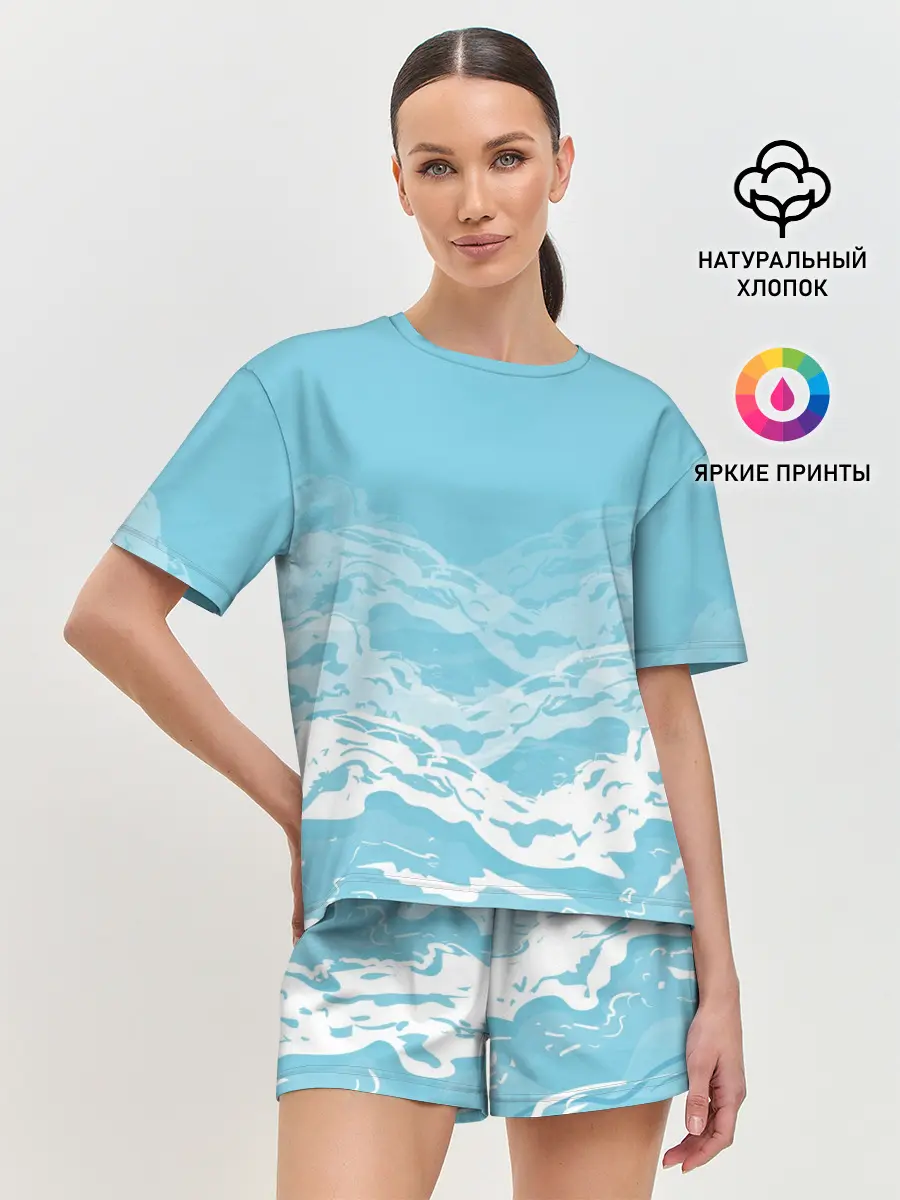 Женская пижама с шортами / Волны
