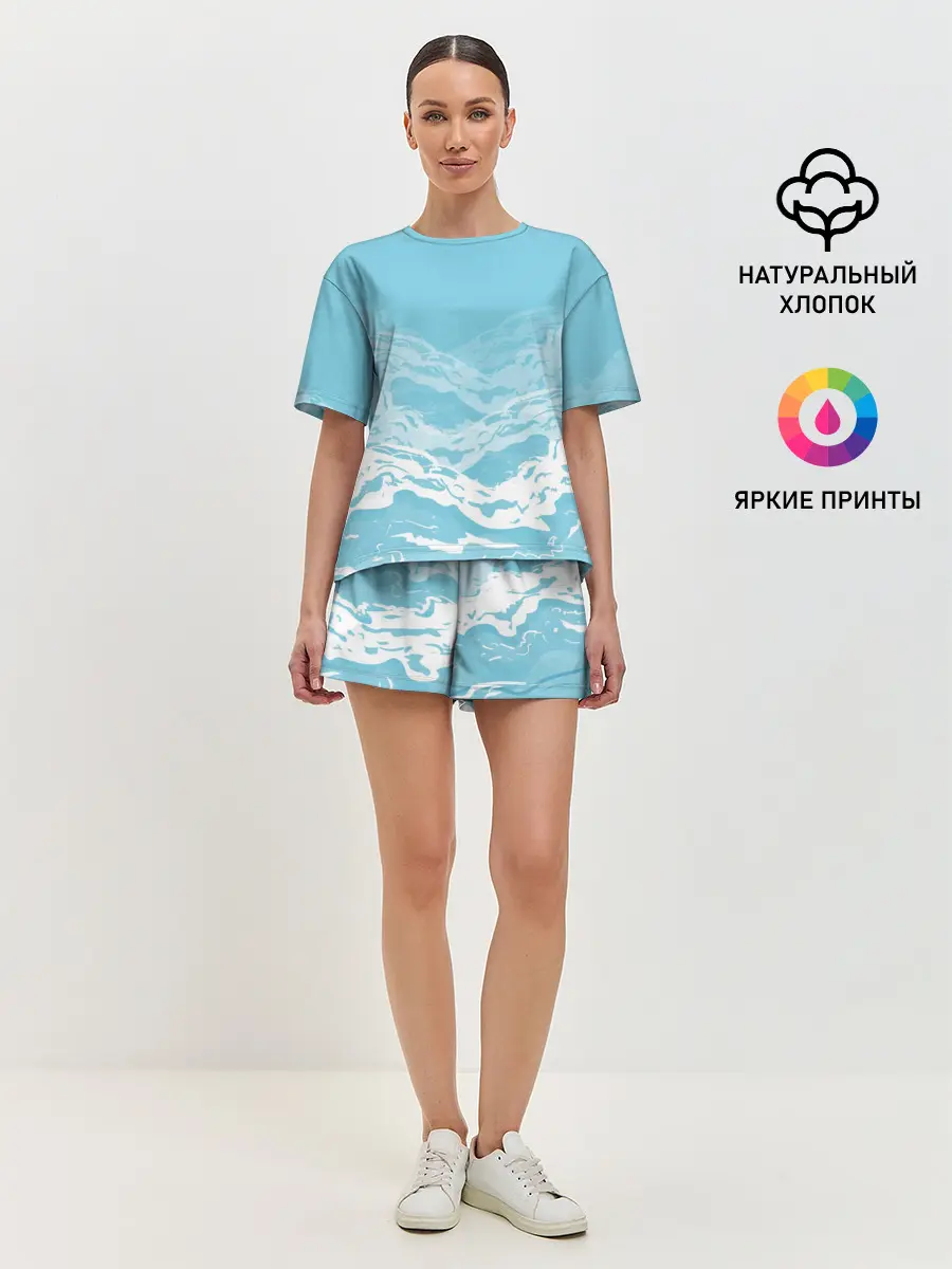 Женская пижама с шортами / Волны