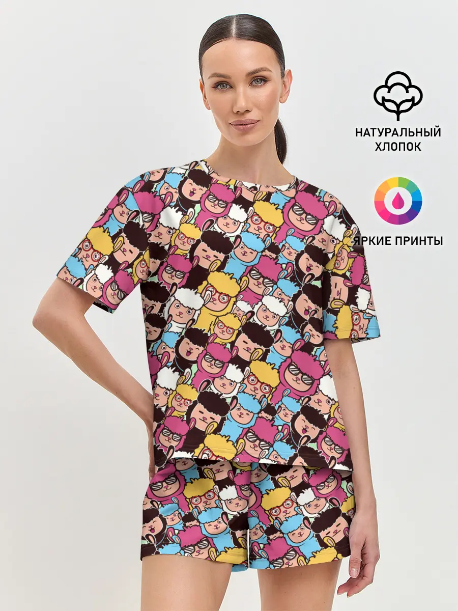 Женская пижама с шортами / Альпаки