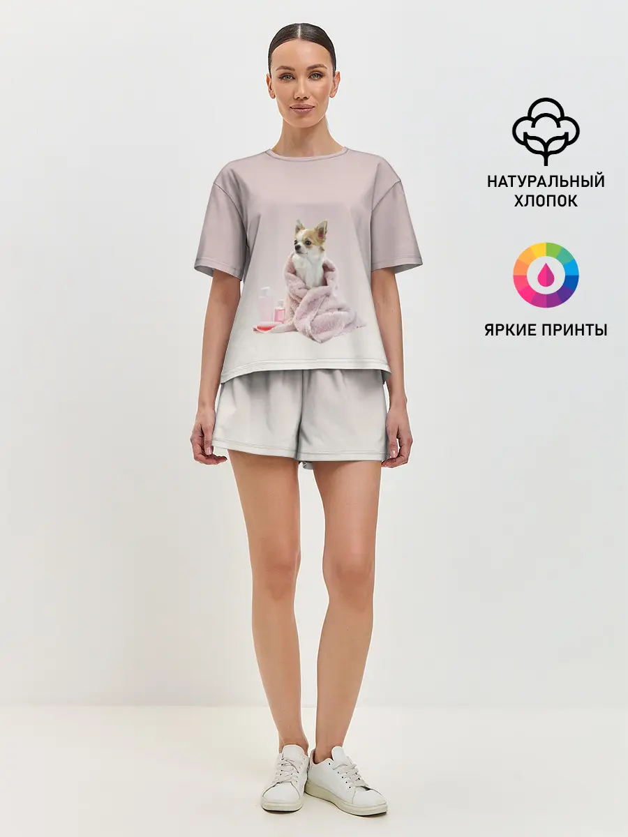 Женская пижама с шортами / собачка полотенце процедуры