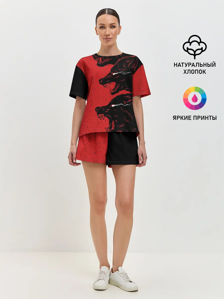 Женская пижама с шортами / Evil Wolves