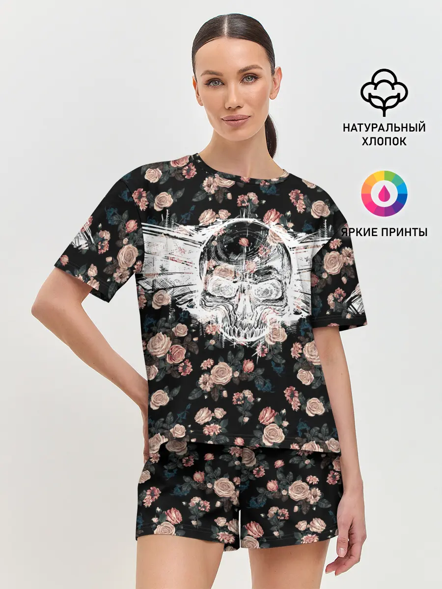 Женская пижама с шортами / Death and roses