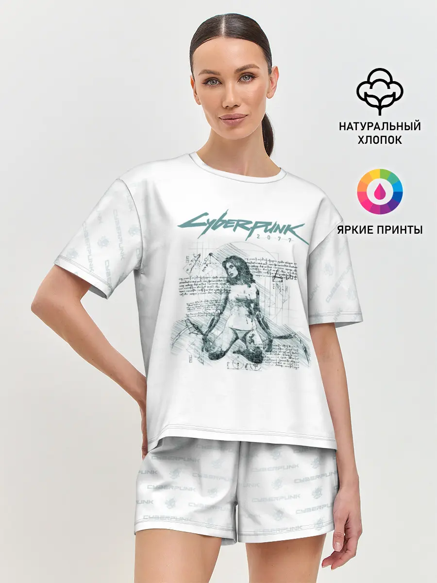 Женская пижама с шортами / КЛИНКИ БОГОМОЛА Cyberpunk 2077