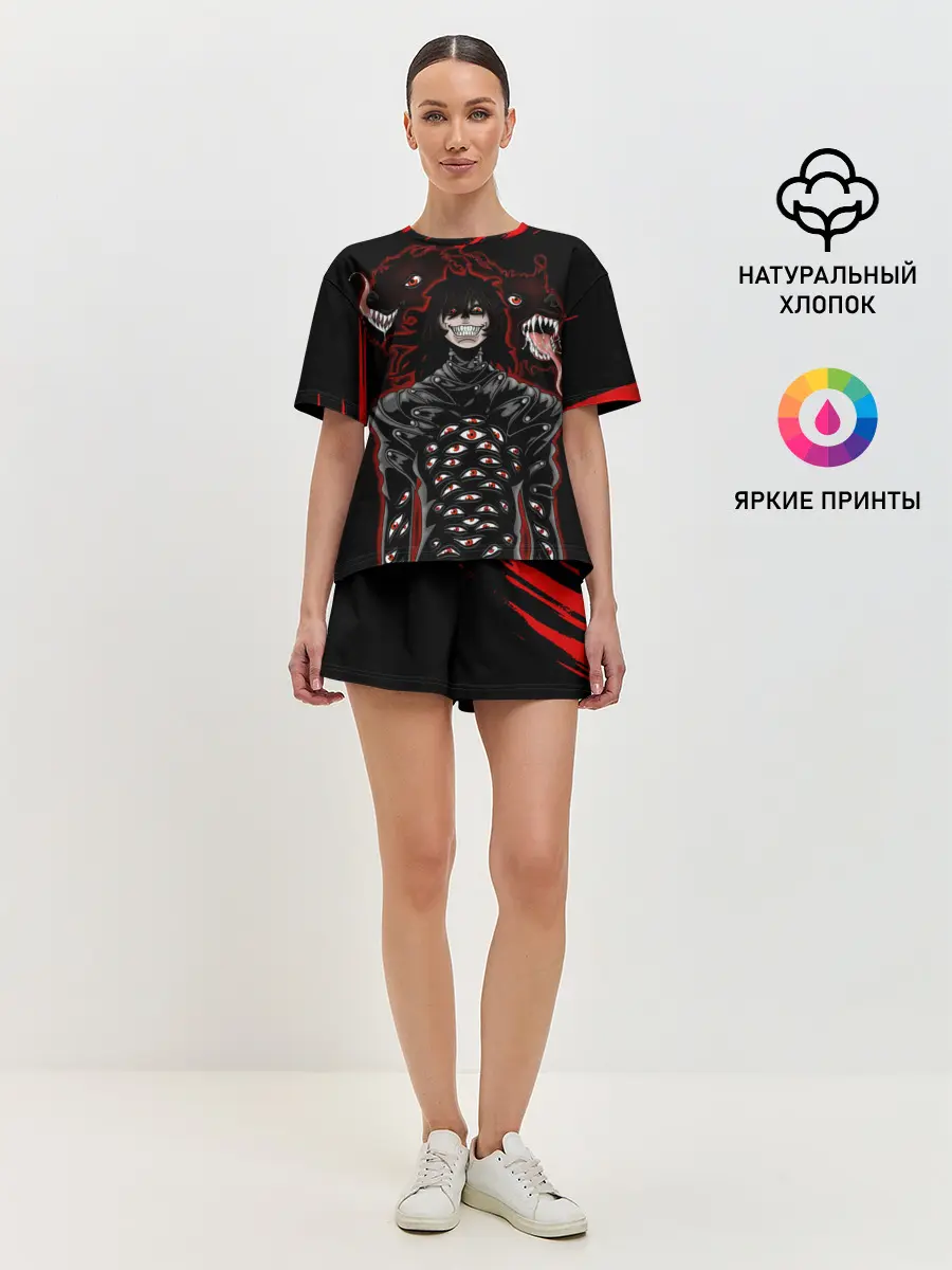 Женская пижама с шортами / Юмико Такаги в черном Hellsing