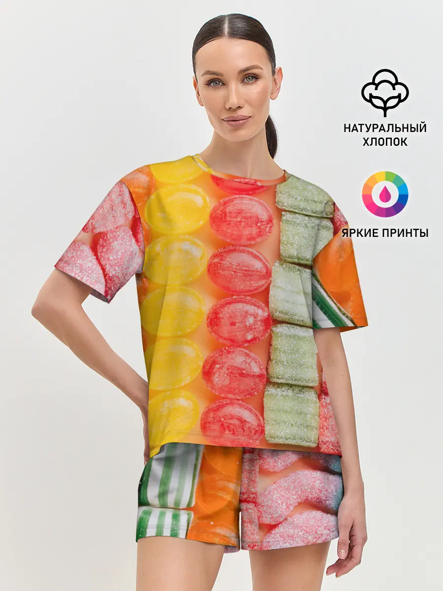 Женская пижама с шортами / Мармеладки леденцы