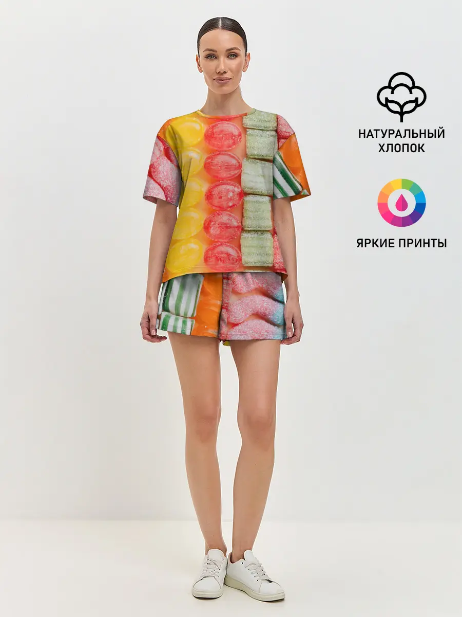 Женская пижама с шортами / Мармеладки леденцы