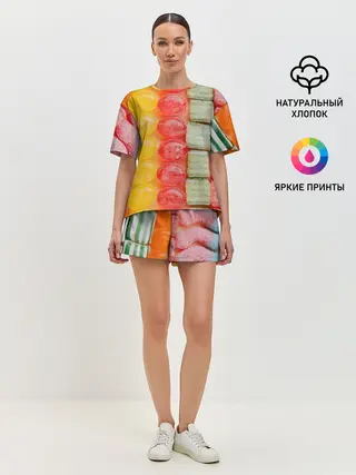 Женская пижама с шортами / Мармеладки леденцы