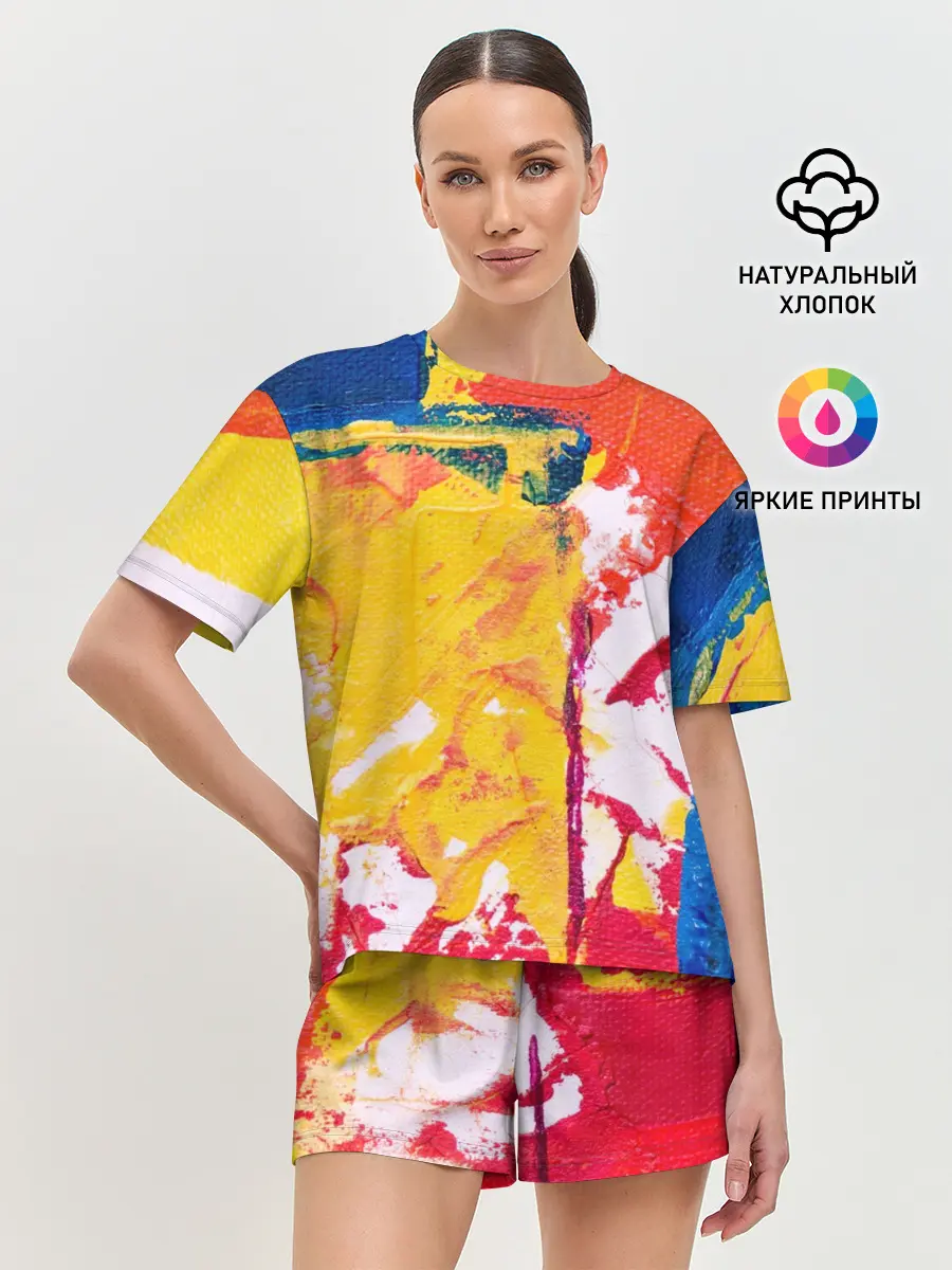 Женская пижама с шортами / Красочное счастье