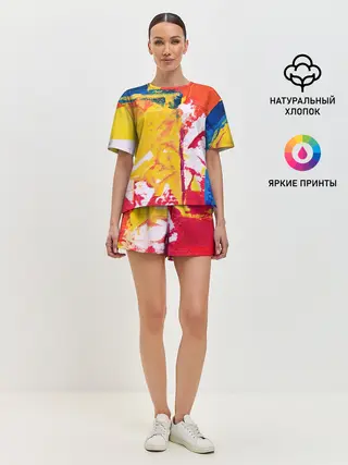 Женская пижама с шортами / Красочное счастье