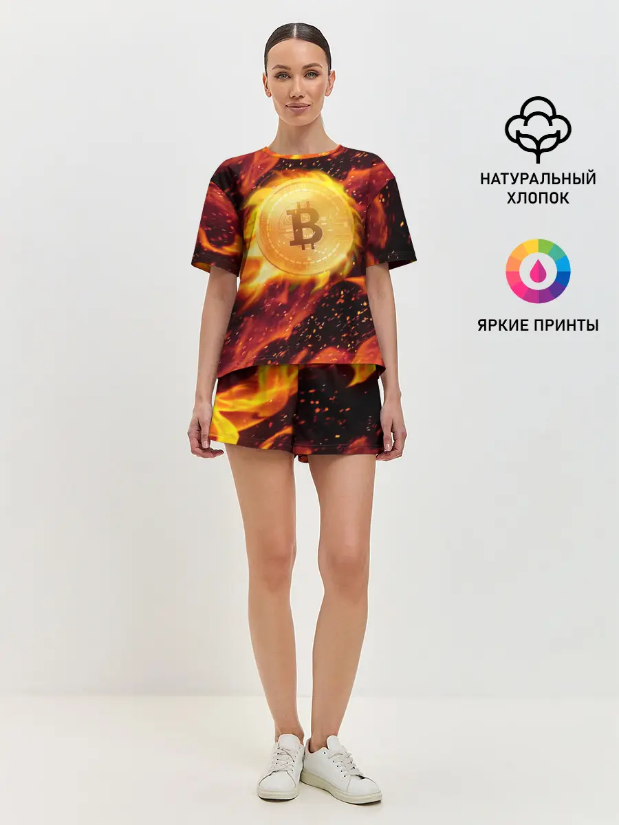 Женская пижама с шортами / БИТКОИН ОГОНЬ