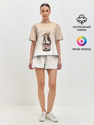 Женская пижама с шортами / анимешная девочка с нутэллой