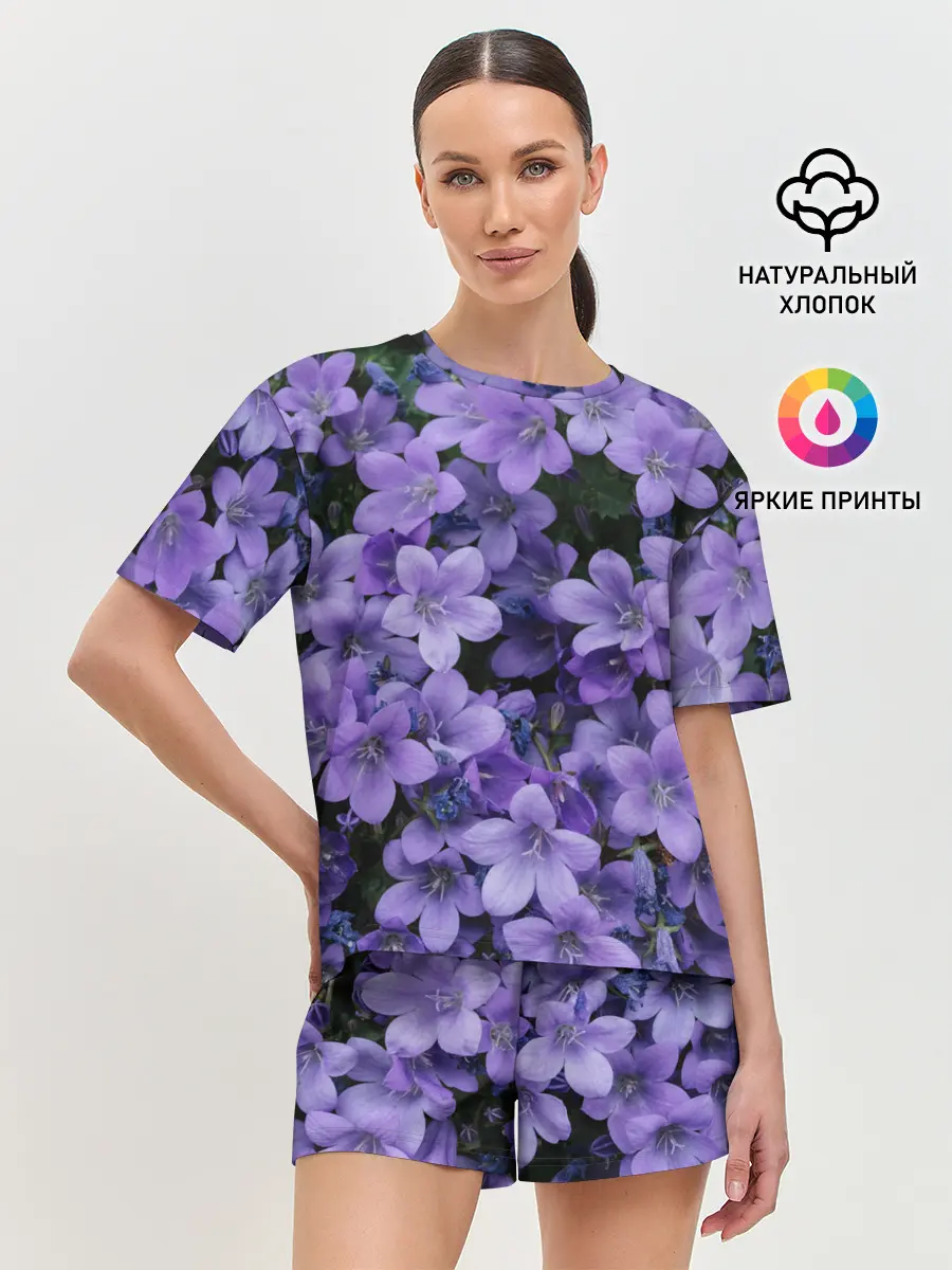 Женская пижама с шортами / Фиолетовый цвет весны
