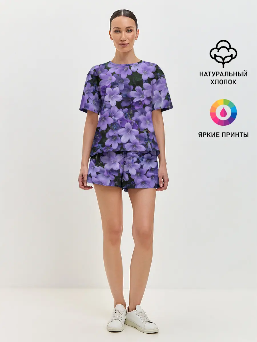Женская пижама с шортами / Фиолетовый цвет весны