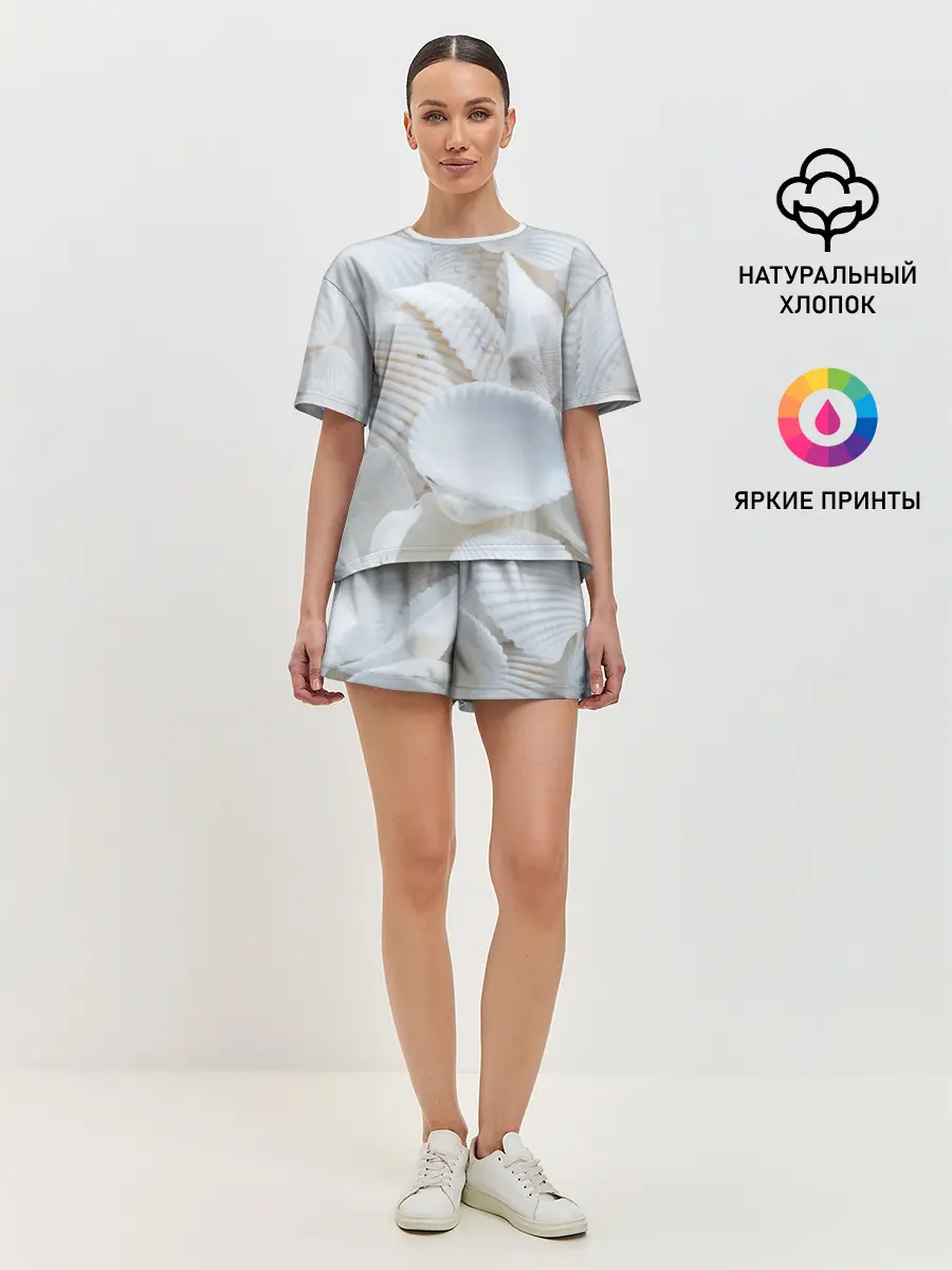 Женская пижама с шортами / Ракушки