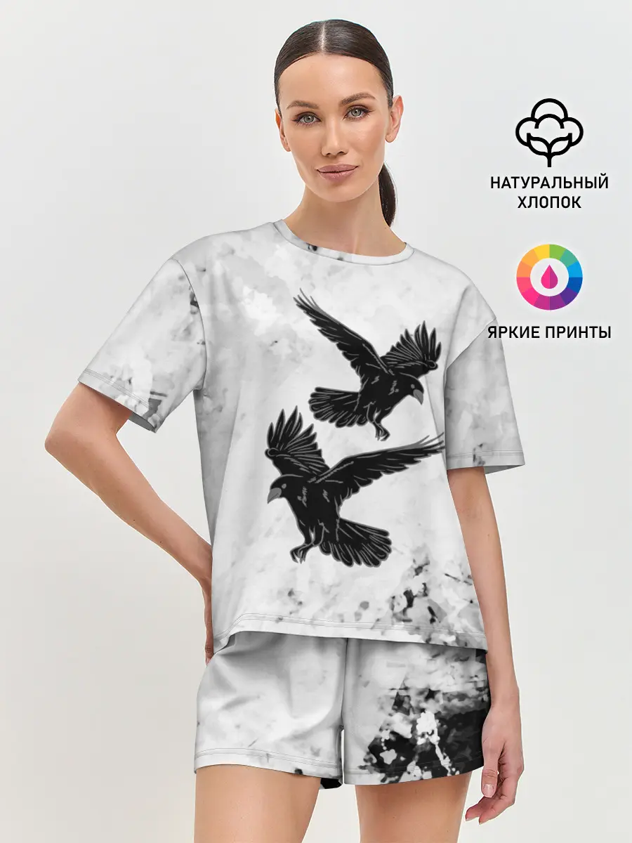 Женская пижама с шортами / Gothic crows