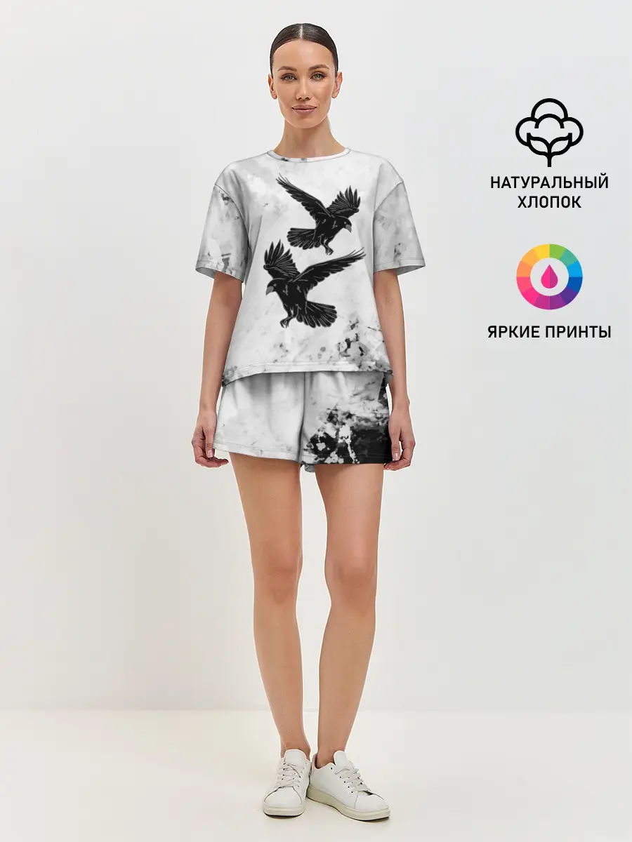 Женская пижама с шортами / Gothic crows