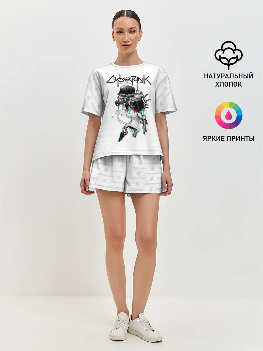 Женская пижама с шортами / Cyberpunk 2077 КиберСкелет
